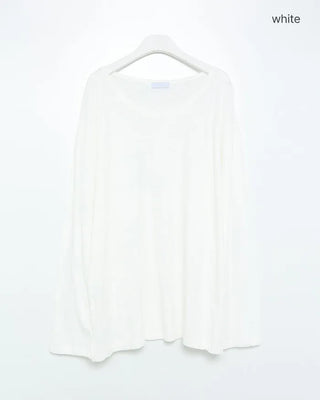 Sheer Oversized U-Neck Long-Sleeve T-Shirt