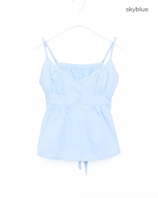 Half-button peplum camisole