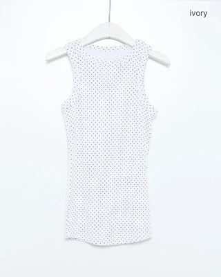 Round neck polka dot sleeveless top