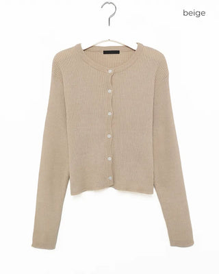 Ribbed round neck cardigan
