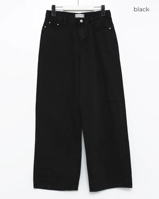 Coin pocket straight black cotton pants