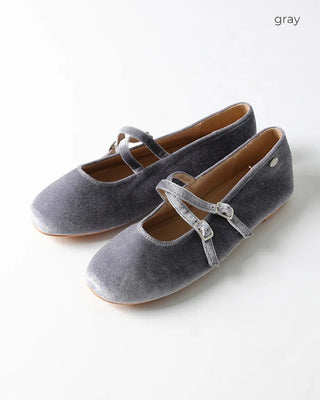 Velvet Mary Jane Flat Shoes