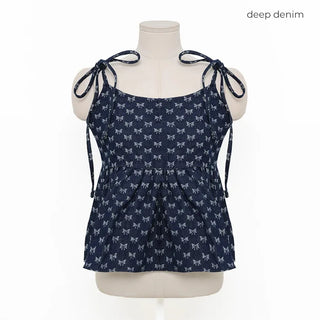 Ribbon denim bustier