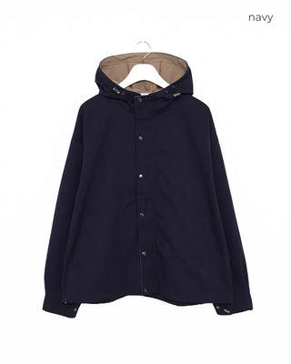 Two-tone hooded oversized jacket