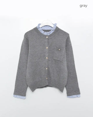 Frill-point button cardigan