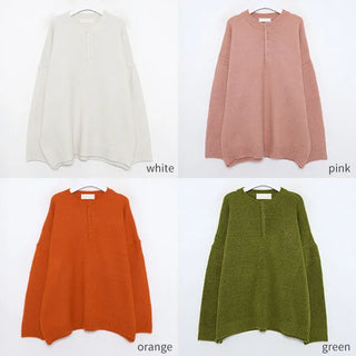 (Unisex) Oslo Henley Neck Loose Fit Knit