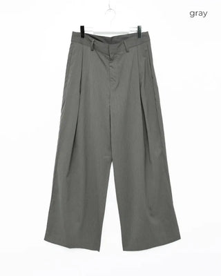 Double-pleated wide-leg slacks