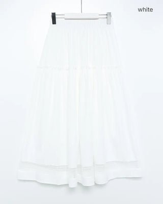 Tulle lace hem easy long skirt