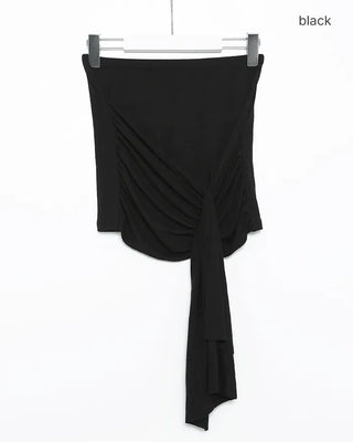 2-way gathered wrap slim mini skirt