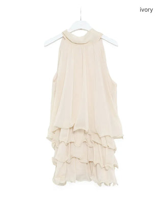 Frilled tiered halter neck blouse & shorts set