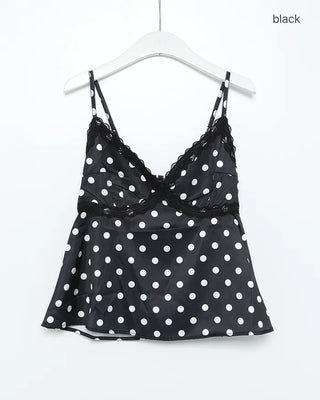 Satin mini polka dot frill camisole