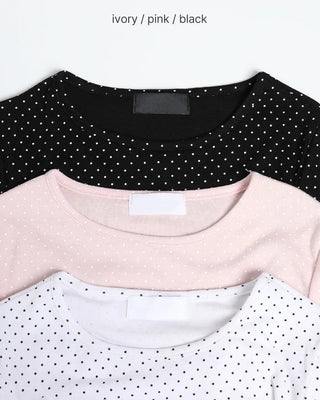 Polka Dot Ribbon Tie Short Sleeve Shirt