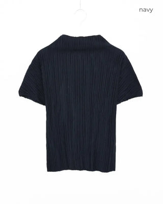 High-neck pleated blouse