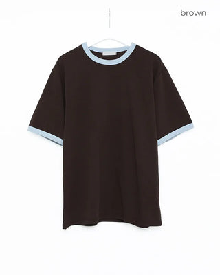 Retro-colored ringer neck T-shirt