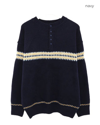 Henley neck Nordic sweater
