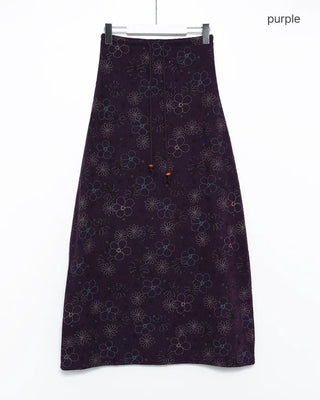 Flower Stitch Fleece Maxi Skirt
