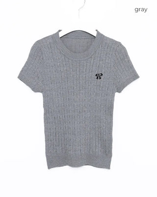 Ribbon Stitch Half-Sleeve Knit