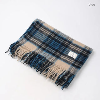 Checkered tassel muffler