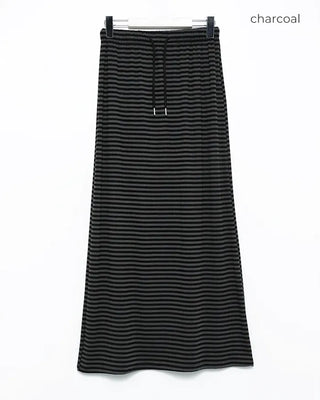 Striped back slit easy maxi skirt