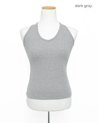 V-Halter Neck Ribbed Top