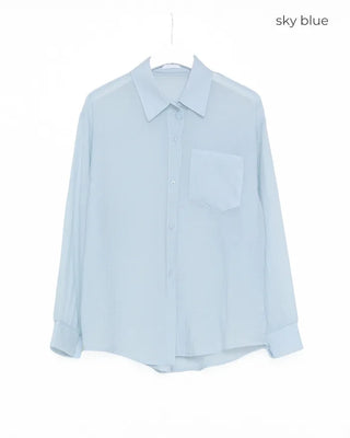 Round hem sheer loose shirt