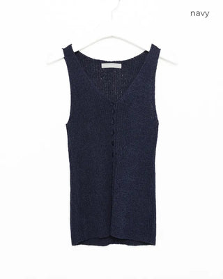 V-neck button-up knit vest