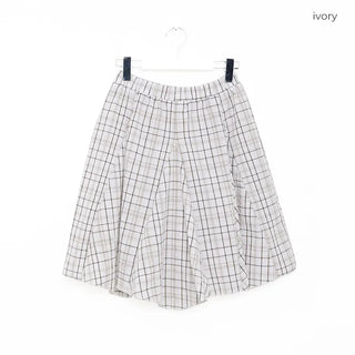 Pleated check midi skirt