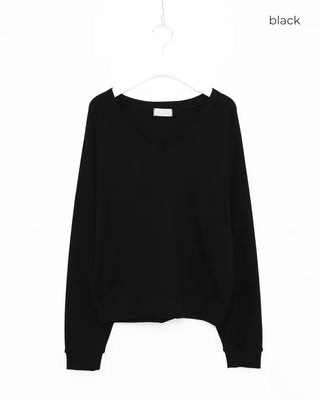 Waffle V-neck sweatshirt