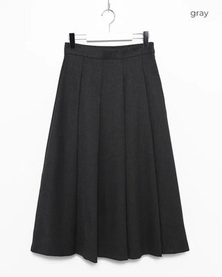 Wide pleated flared long skirt