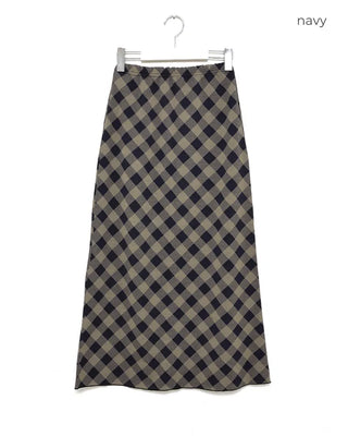 Checked long skirt