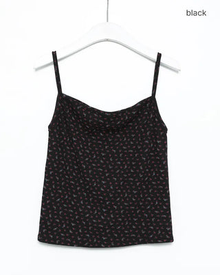 Flower Square Neck Ribbed Camisole
