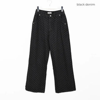 Polka Dot Denim Wide Pants