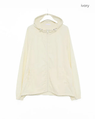Nylon hooded drawstring zip-up jacket