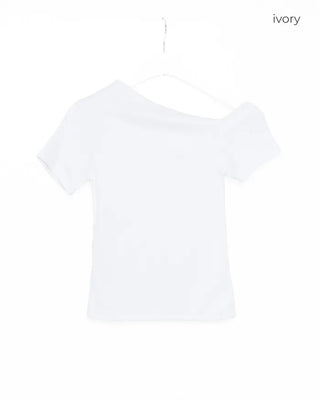 Asymmetrical Neck Slim Half T-Shirt