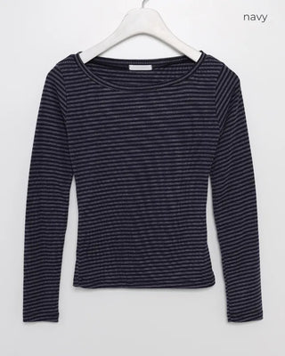 Striped boat neck t-shirt