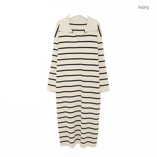 Striped knit long dress