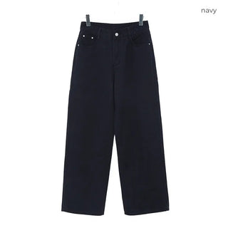 Button-down wide cotton pants