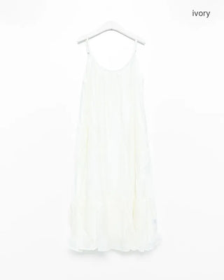 Back Ribbon Shirring Sleeveless Long Dress