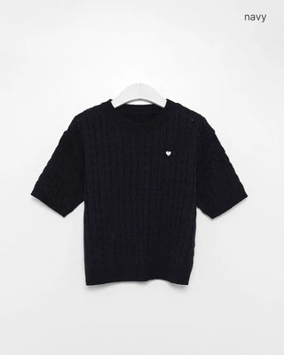 Heart Charm Cable Knit