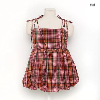 Checked balloon camisole
