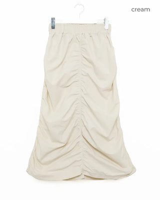 Banded Shirring Midi Skirt