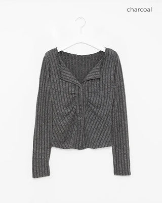 Slim Rib Shirring Cardigan