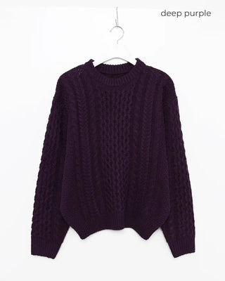 Wool color cable knit