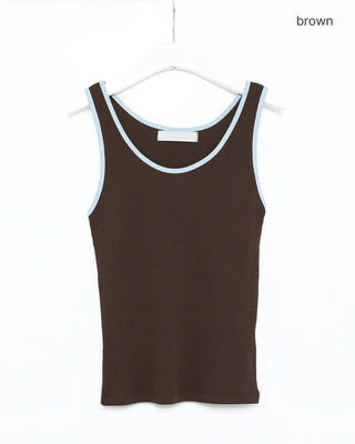 Two-tone ribbed tank top