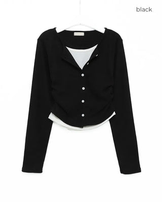 Long-sleeved layered cardigan