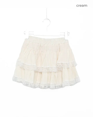 Lace tiered mini skirt