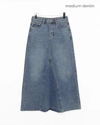Maxi Slit Denim Long Skirt