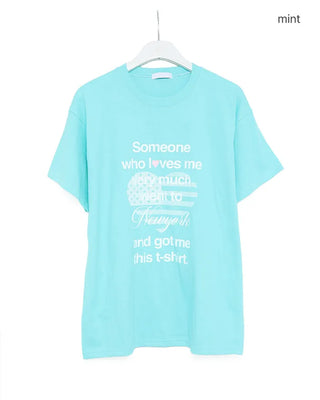 Heart lettering print short-sleeved T-shirt