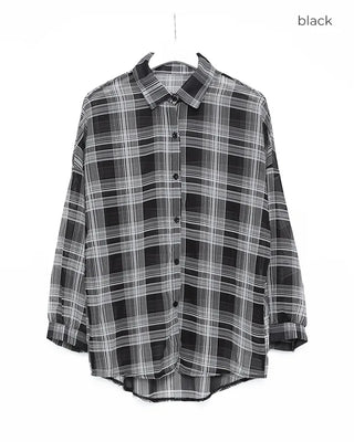 Madras check sheer shirt