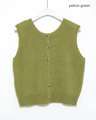 Round neck marble button knit vest